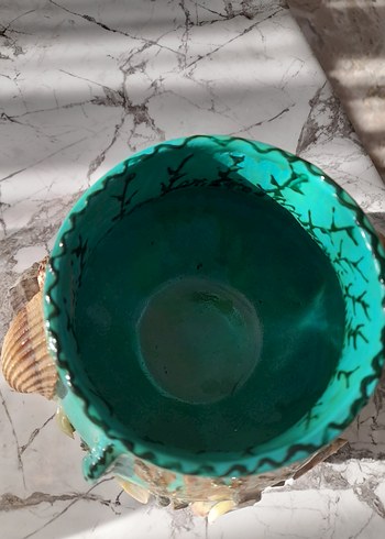 Parlak Turkuaz Deniz Kabuklu Vazo - Görsel 3