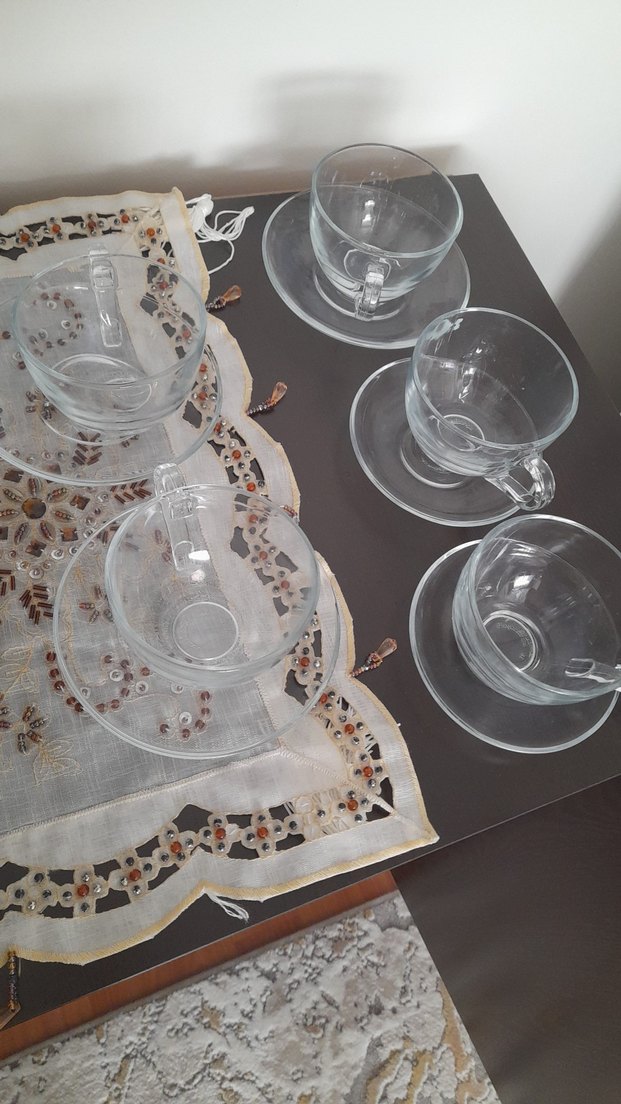 Şeffaf Cam 5 Parça Türk  kahve  Fincanı Seti - Görsel 4