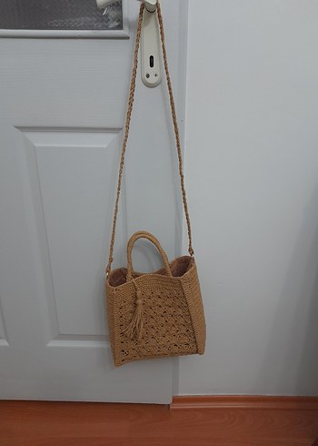 Bej Örgü Bohem Kadın Çanta - Görsel 3