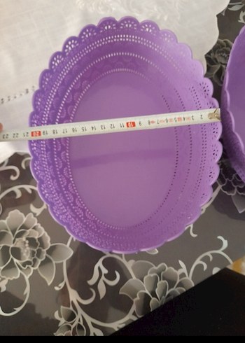  Beden mor Renk Mor Plastik Dekoratif Tabak ve Kase Seti