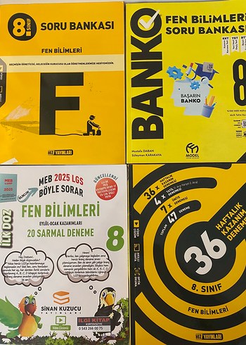 8. Sınıf Fen Bilimleri,Türkçe,Din kültürü Soru Bankaları