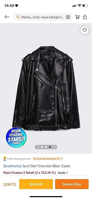 l Beden siyah Renk Stradivarius deri ceket