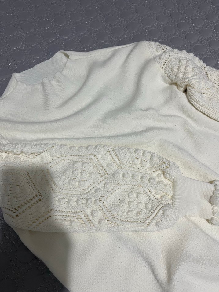 Bohem Tarz Beyaz Triko Kadın Kazak - Görsel 2