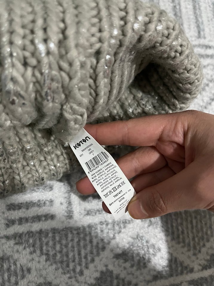 Gri Örgü Kadın Bere Ponponlu - Görsel 2