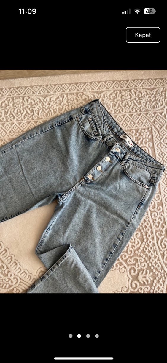 Gri Kadın Salaş Midi Boy Kot Pantolon — görsel 4/6