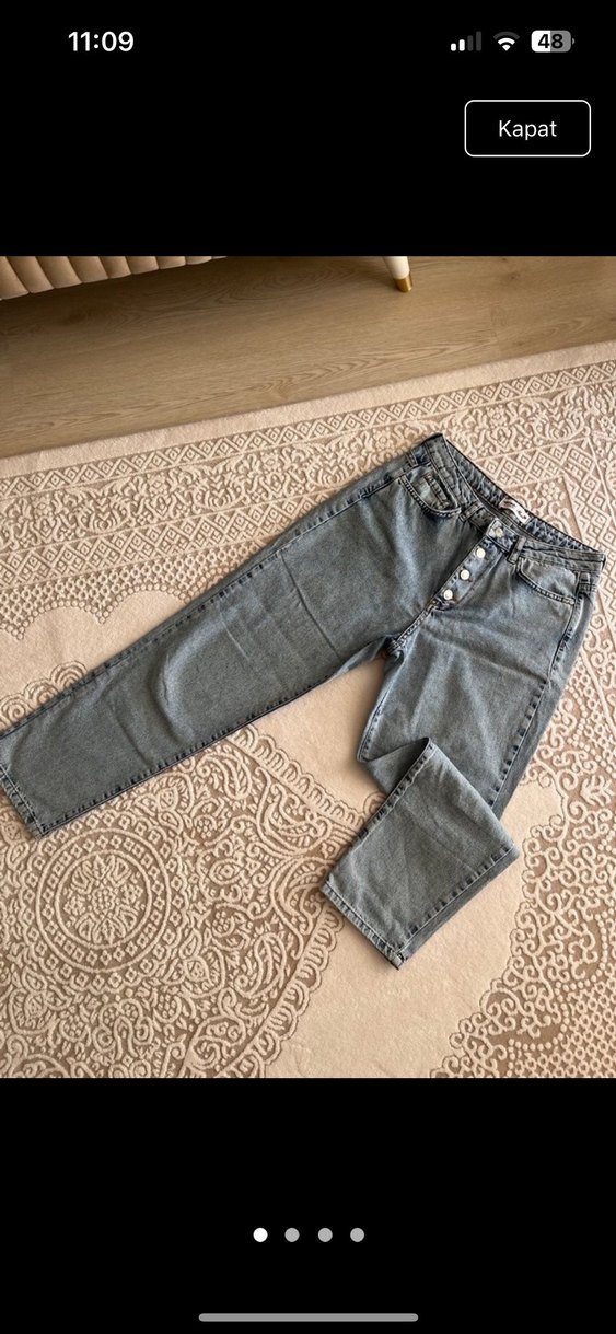 Gri Kadın Salaş Midi Boy Kot Pantolon — görsel 3/6