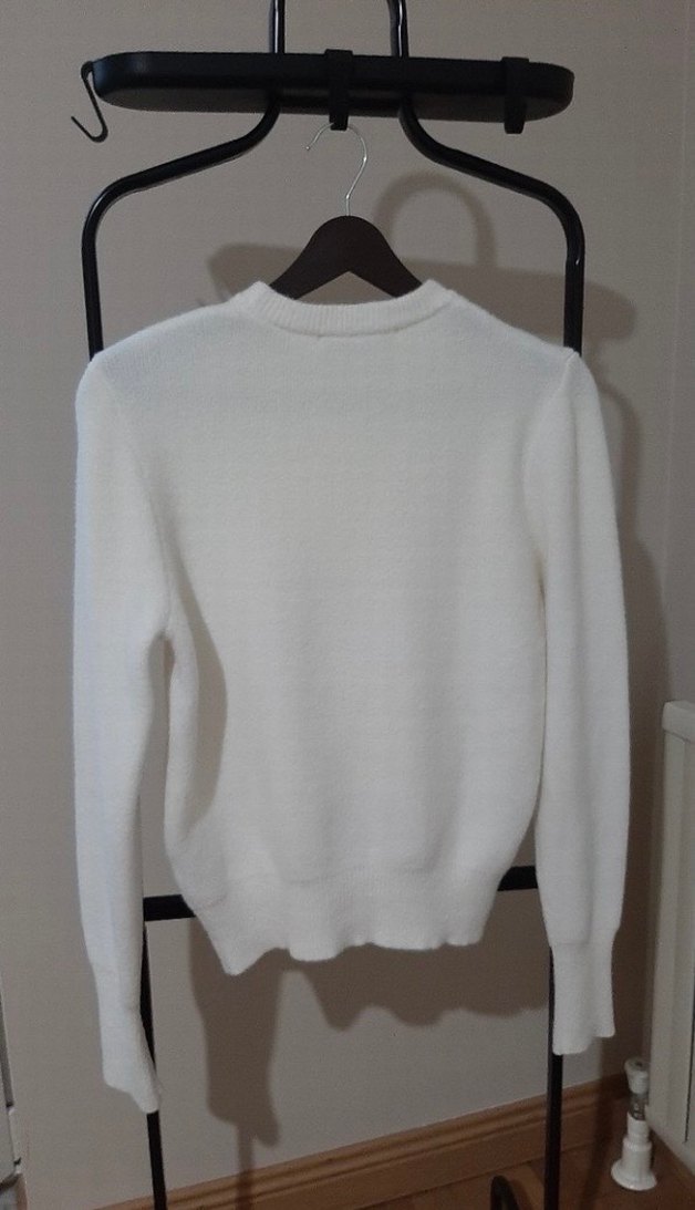 Beyaz Kadın Triko Sweatshirt - Görsel 2