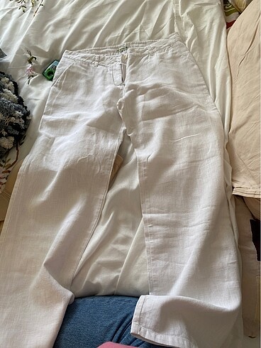beyaz keten pantolon