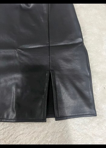 Siyah Deri Mini Etek - Görsel 2