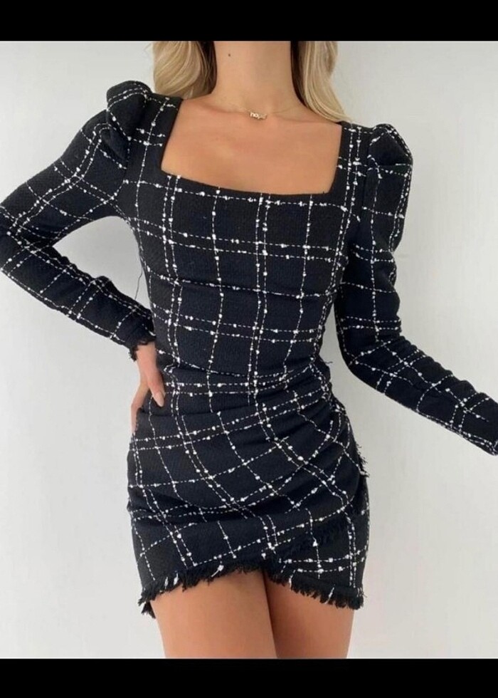 Pamuklu kumaş tuvit  elbise - Görsel 2