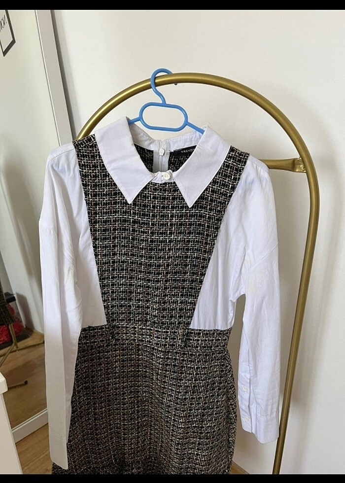 Gömlek yaka tüvit elbise - Görsel 2