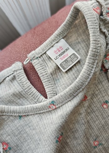 LC Waikiki Nakışlı Gri Bebek Kız Triko Takımı