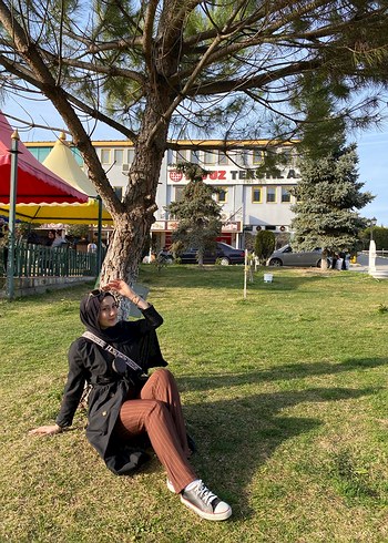 s Beden Siyah Uzun Kadın Trençkot