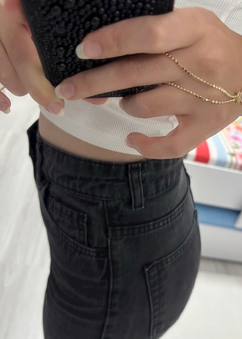 Diğer Kadın Siyah Kemerli Denim Pantolon