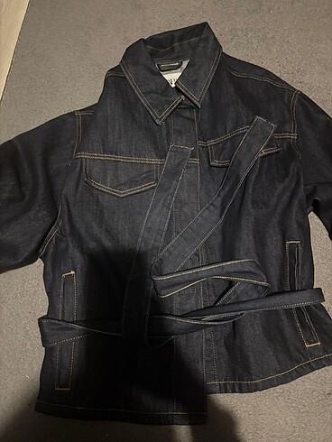 Zara kemerli denim ceket - Görsel 3