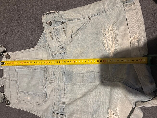 Kot şortlu salopet tulum - Görsel 5