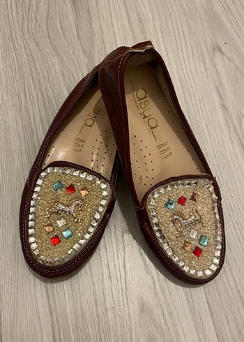 Taşlı Deri Kadın Babet - Görsel 2