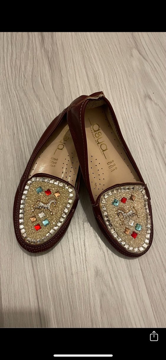 Taşlı Deri Kadın Babet - Görsel 2