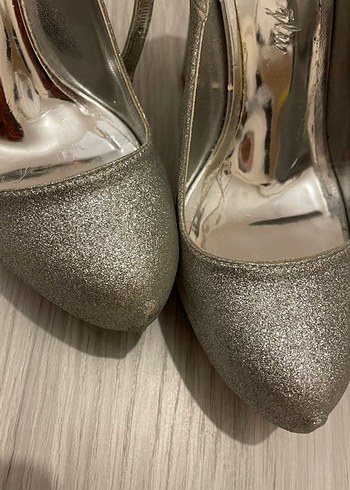 Gri Simli Stiletto Abiye Ayakkabı - Görsel 2