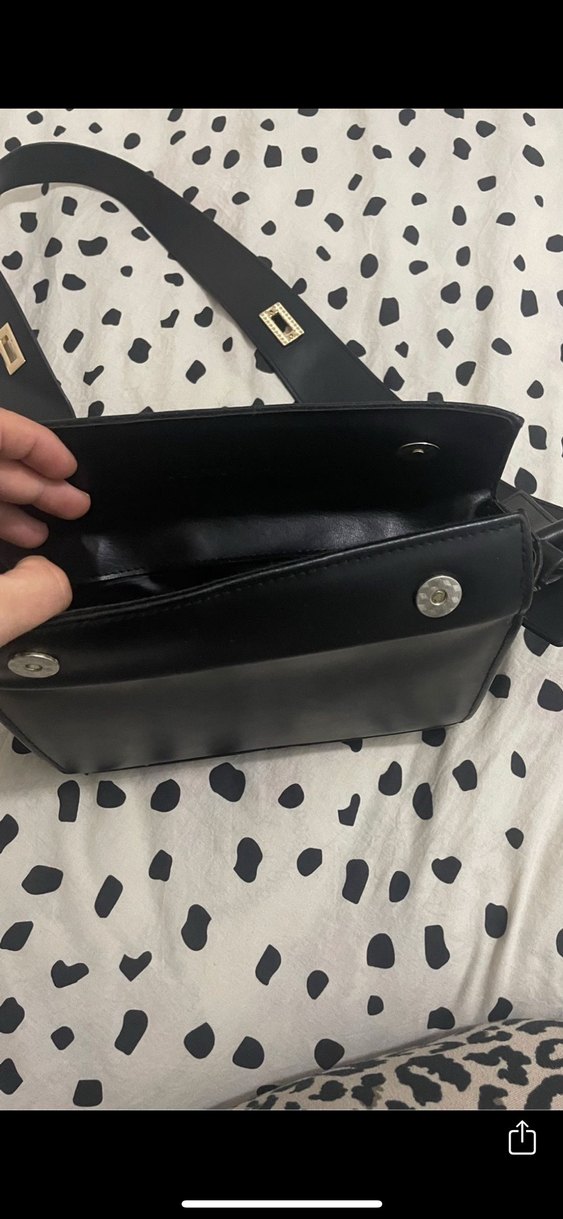 Tokalı Siyah Deri Kadın Omuz Çantası - Görsel 4