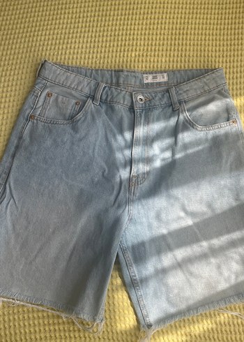 Lefties Gevşek Kesim Mavi Midi Denim Şort