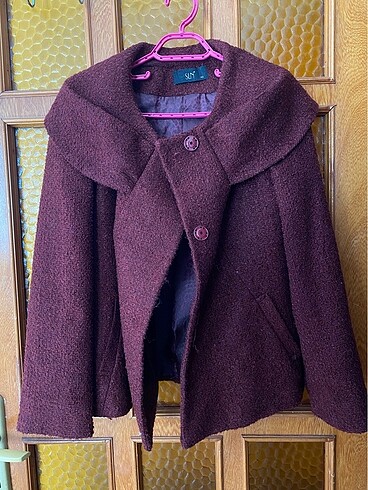 Panço görünümlü crop vintage kaban