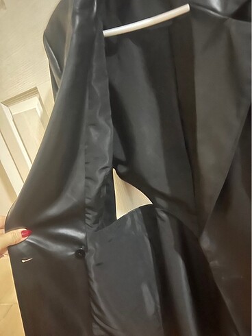 xs Beden siyah Renk Zara dizüstü deri ceket elbise/ trençkot