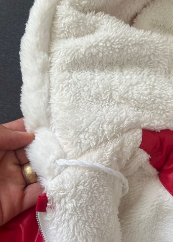 Kız Bebek Kırmızı Parlak Kürklü Tulum yeni - Görsel 4