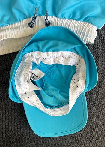 Erkek Çocuk Mavi Şort ve Şapka Seti - Görsel 5