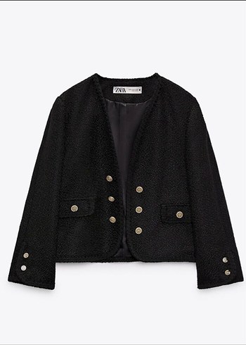 Zara Zara Siyah Düğmeli Kadın Midi tuvit ceket
