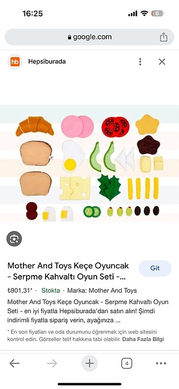 Mother and toys keçe kahvaltı seti