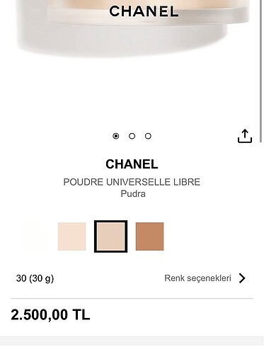 Chanel Chanel pudra B30 talk içermez