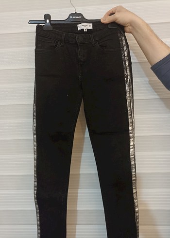 Siyah Bağcıklı Cep Detaylı Kadın Kot Pantolon - Görsel 2