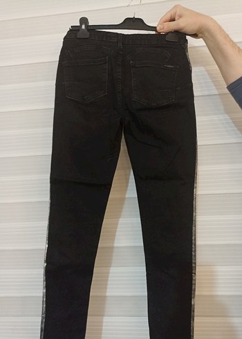 Siyah Bağcıklı Cep Detaylı Kadın Kot Pantolon - Görsel 3