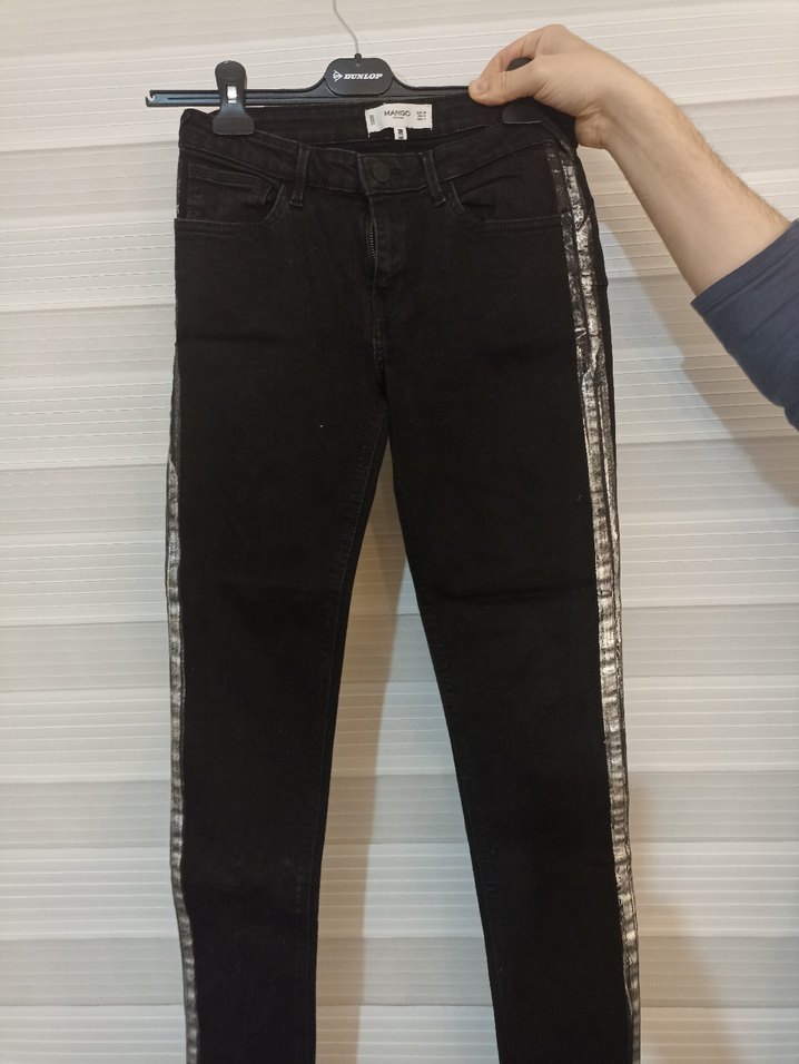 Siyah Bağcıklı Cep Detaylı Kadın Kot Pantolon - Görsel 2