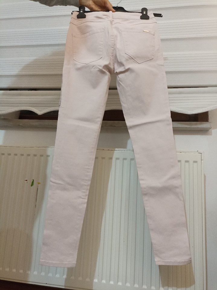 Pembe Pamuklu Kadın Skinny Pantolon - Görsel 2