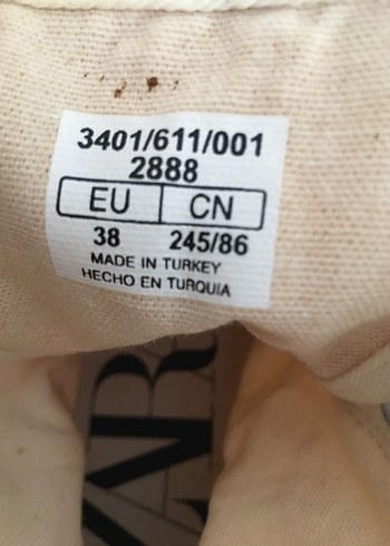 38 Beden Zara Beyaz Ayakkabı