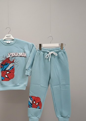 Mavi Örme Spiderman Çocuk Eşofman Takımı - Görsel 2