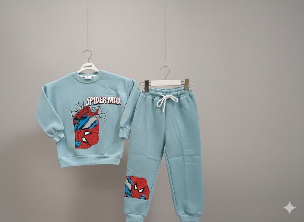 Mavi Örme Spiderman Çocuk Eşofman Takımı - Görsel 2