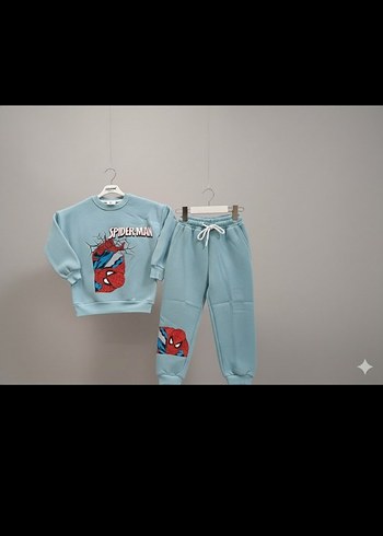 Mavi Örme Örümcek Adam Baskılı Erkek Eşofman Takımı - Görsel 2