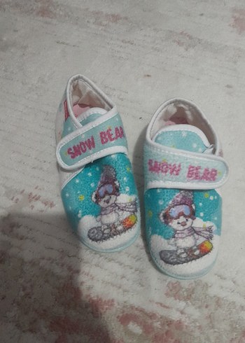 Kız Çocuk Mavi Polar Ev Terliği Velcro - Görsel 3