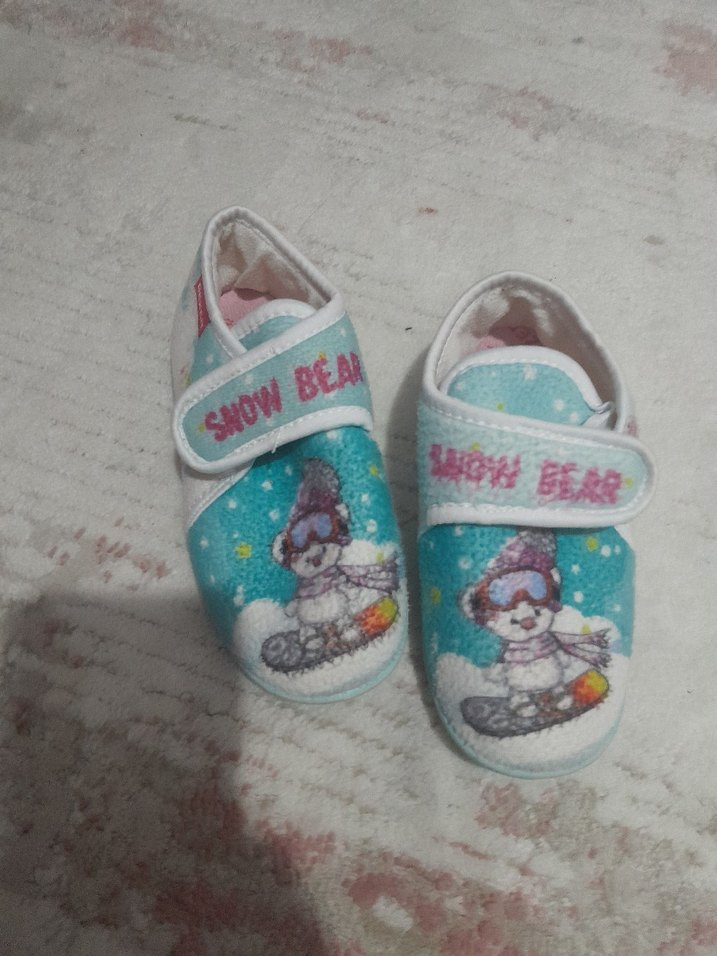 Kız Çocuk Mavi Polar Ev Terliği Velcro - Görsel 3