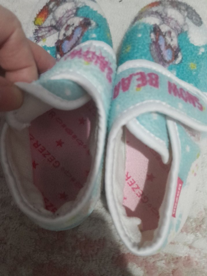 Kız Çocuk Mavi Polar Ev Terliği Velcro - Görsel 4