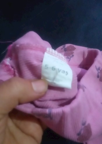 Kız Çocuk Pembe Çiçekli Triko Tayt - Görsel 3