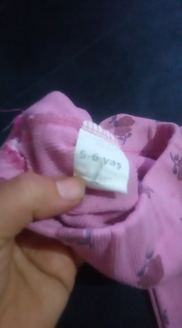 Kız Çocuk Pembe Çiçekli Triko Tayt - Görsel 3