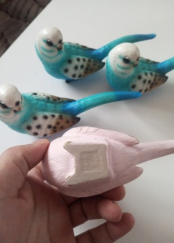 Turkuaz ve Pastel Renkli Kuş Biblo Seti - Görsel 2