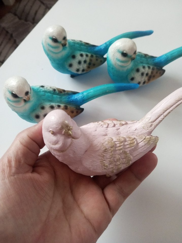 Turkuaz ve Pastel Renkli Kuş Biblo Seti - Görsel 3