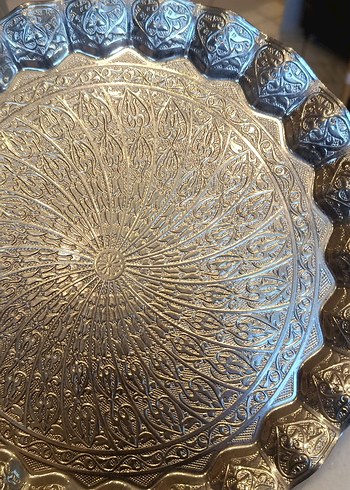 Gümüş Renkli Desenli Tabak - Görsel 3