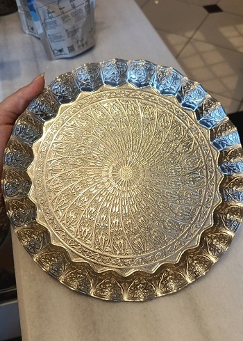 Gümüş Renkli Desenli Tabak - Görsel 2