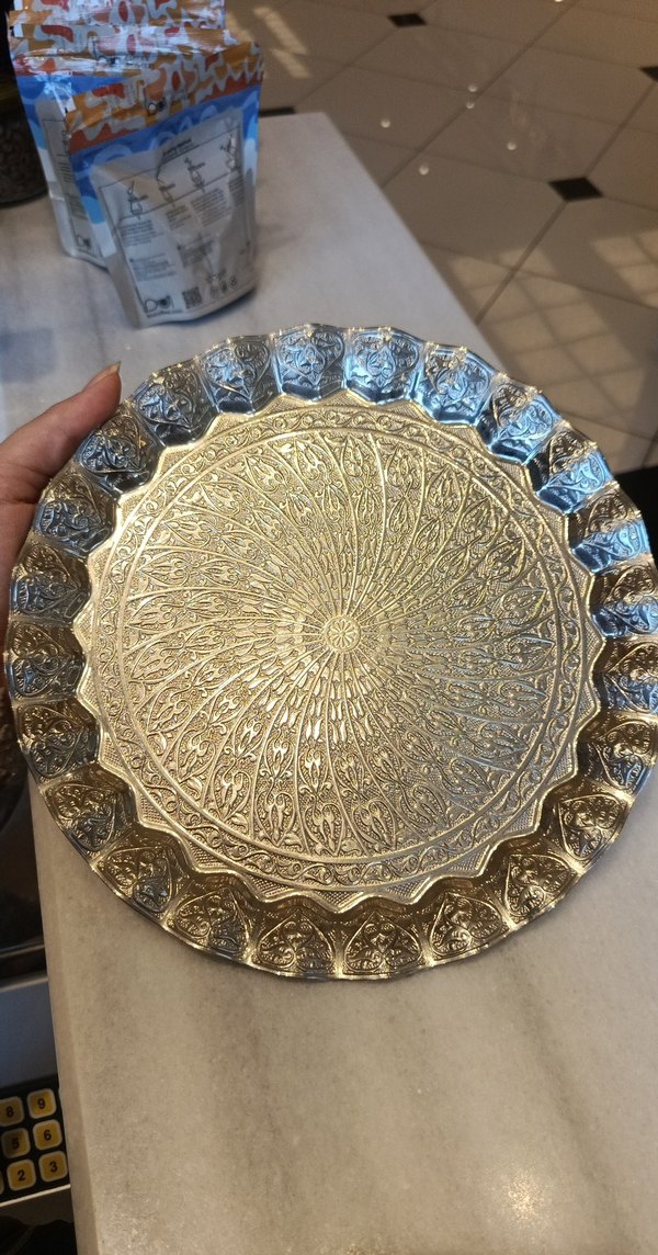 Gümüş Renkli Desenli Tabak - Görsel 2